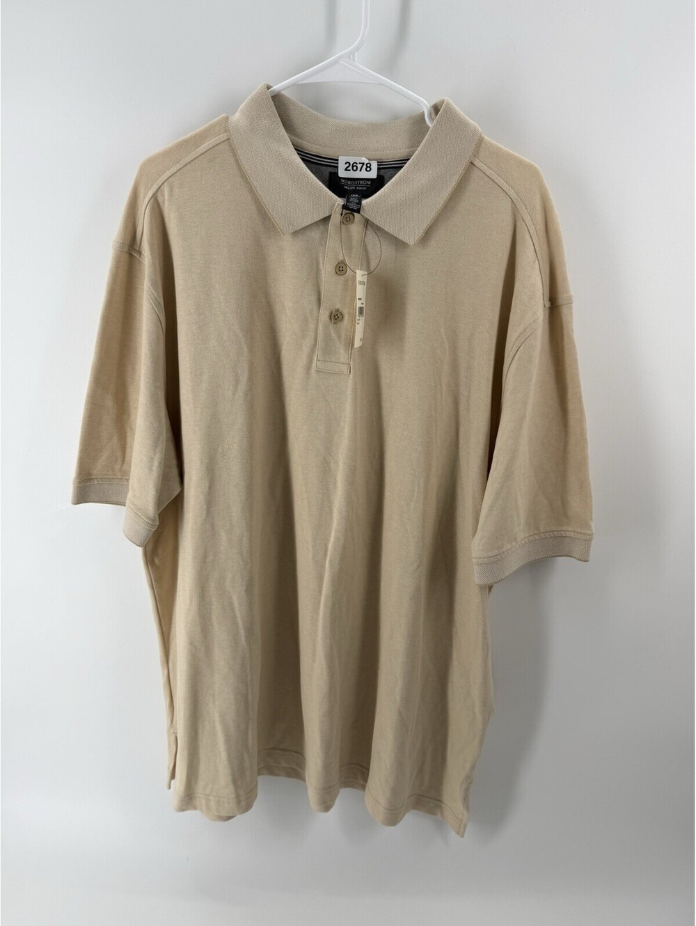 Nordstrom Mens Shop Cream Collared Short Sleeve Polo Shirt Size 1XB NWT